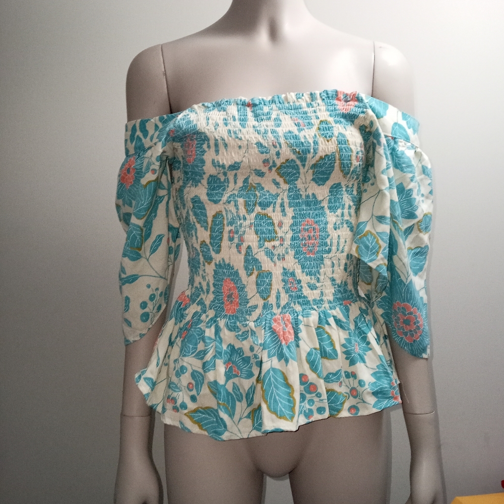 ANGIE Floral print boho off the shoulder top size small